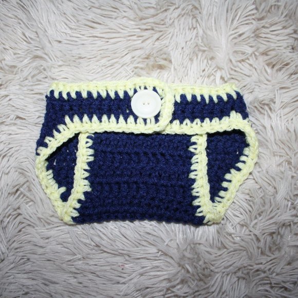 💙 NAVY + YELLOW DIAPER COVER · 0–3 MO 💛 - Picture 4 of 5